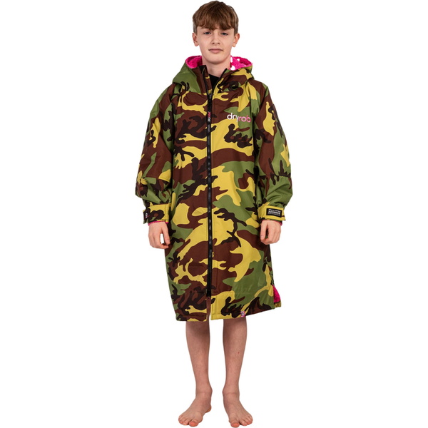 Dryrobe Advance Junior Long Sleeve Changing Robe V3 KSLSDA - Camouflage / Pink